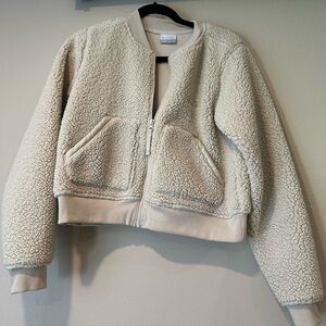 Columbia Cream Teddy Jacket Plush Fleece Bomber